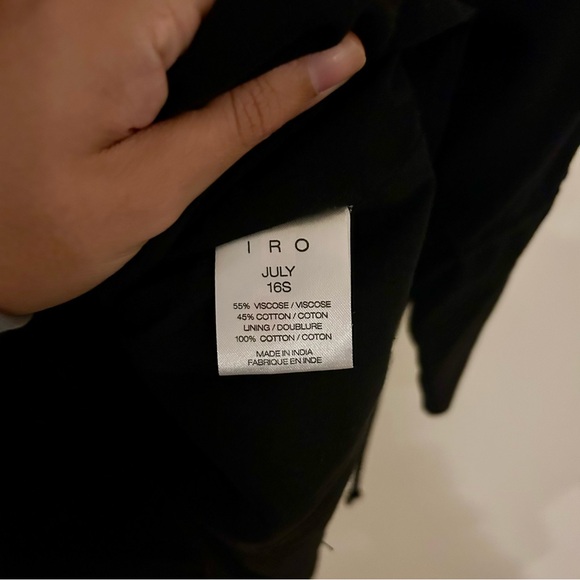 IRO July Dress Kaftan Black V-Neck 3/4 Sleeve Boho Swim Pool Cover Up Size 38 - Picture 6 of 9